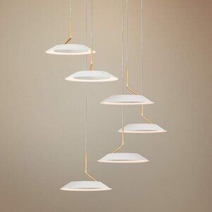 Royyo Koncept 6 light white and gold luxury pendant light new in box msrp $1410
